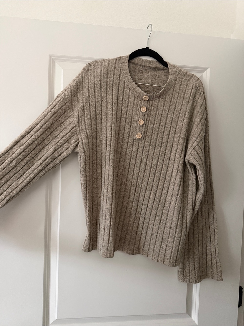 Oversized Cozy Ribbed Lounge Set Grey/Beige - size Large
